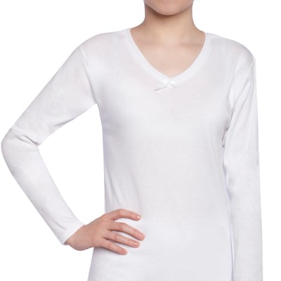 Imagen 2 del producto Camiseta Cuello V Manga Larga Blanco
