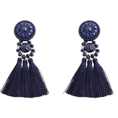 Imagen 2 del producto Aros amazonas azul marino fleco