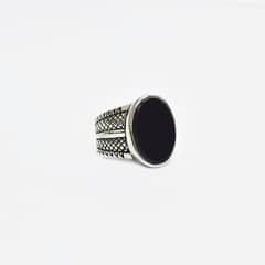 ROSETT - Anillo ovalado con piedra y argolla con diseño Plata ley 925