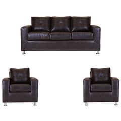 MUEBLES AMERICA - Living George 311 Cuero PU Café Moro