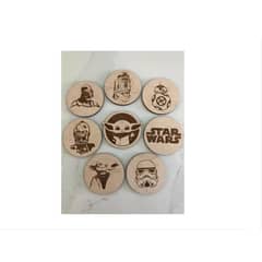 GENERICO - Set 8 Posavasos Star Wars Mandalorian En Madera