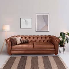 LATAM HOME - Sofá Florencia 3 Cuerpos Capitoné Caramelo