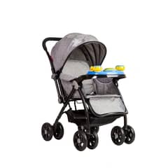 BEBESTAR - Coche cuna con cambio de manillar con juguete musical grey