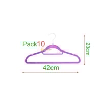 Pack 10 Colgadores Terciopelo Antideslizante Morado 42cm