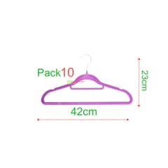 GENERICO - Pack 10 Colgadores Terciopelo Antideslizante Morado 42cm