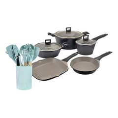 SIMPLIT - Kit Batería Cocina 8 Pza + Set 12 Utensilios Calipso