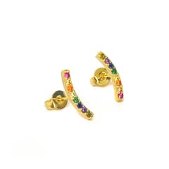 ANDREA COGGIOLA JOYAS - Aros Trepadores Circón Colores Enchapado Oro 18K