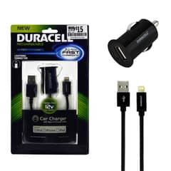 DURACELL - CARGADOR AUTO 2.1A CABLE IPHONE 5,6 CERTIF.