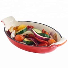 IMAHE - Plato De Hierro Enlozado 26 Cm Ovalado Rojo Briva