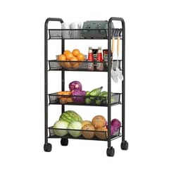 LUMAX - Carrito Organizador 4 Niveles con Ruedas Negro