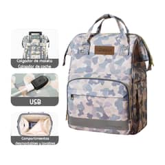 LUBABYCAS - Mochila Maternal Impermeable Con Usb Gris