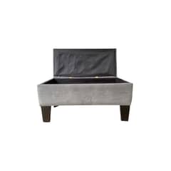 MUEBLES HVM - Banqueta Baúl Hvm Gris Perla Felpa