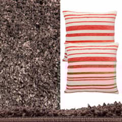MASEL - Set alfombra nubia 1.60x230 chocol 2 cojines