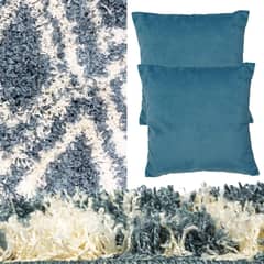 MASEL - Set alfombra anat 1.60x230 turquesa 2 cojines