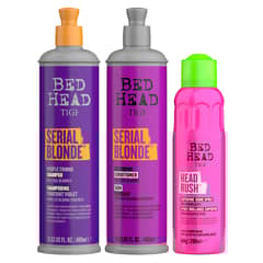 BED HEAD DE TIGI - Set Shampoo y Acondicionador para pelo rubio y Spray para Brillo