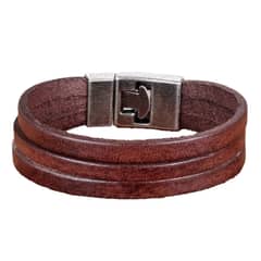 ROYAL MADRIZ - Pulsera Triple Cuero Café Hombre Moda Masculina