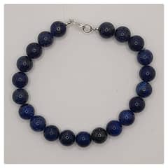 CAT JOYAS - Pulsera lapislazuli 8mm con broche de plata