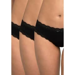 INTIME - Pack 3 Culotte de Algodón / Encaje - Negro