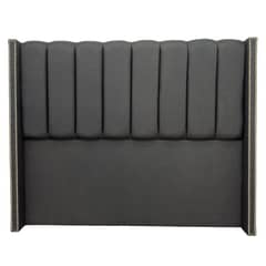 GENERICO - Respaldo para cama 2 plazas Lineal con brazos y tacha Lino gris oscuro