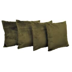 MASEL - Set 4 Cojines Felpa New Velvet 40x40 cm Verde Oliva