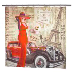 MASEL - Set Cortina Baño Paris Rouge 180x180 cm