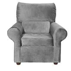 MASEL - Sillon 1C Beron Felpa Gris 95x90x100 cm