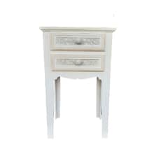 INTERACTIVE STORE - Velador 2 cajones tallados beige