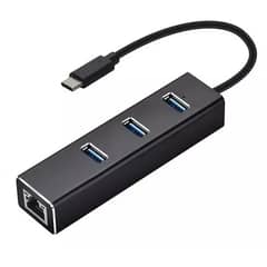 GENERICO - Adaptador Tipo C - Hub - 1 x Rj45 Cable De Red y 3x1 Usb 3.0