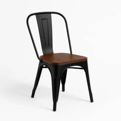 KLIK - Silla Tolix de Comedor o Terraza asiento de Madera Oscura Walnut Negra
