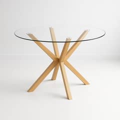 KLIK - Mesa de comedor redonda de vidrio Cross 120cm