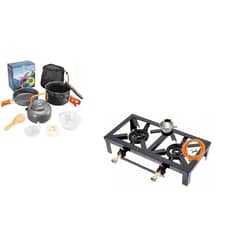 GENERICO - Set Ollas Outdoor + Cocinilla 2 Platos Manguera Abrazaderas