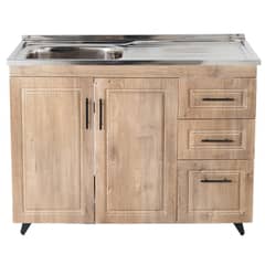 DOMSA - Kit Mueble Lavaplatos Derecho PVC100WD Nogal 100x50x90cm