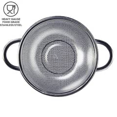 GENERICO - Colador Perforado de Acero Inoxidable con Asas, Plateado 16.5cm