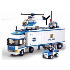 SLUBAN - Camion y Estacion Policia con helicoptero compatible Lego