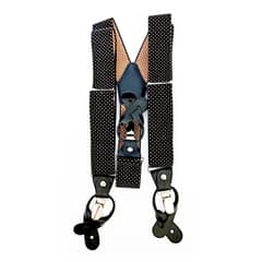 LUCIA CORBATAS - Suspensor hombre elastico negro puntos beige doble broche
