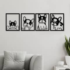 GENERICO - Cuadros decorativos perritos Bulldog en madera mdf