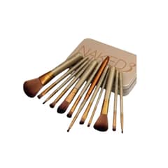 GENERICO - Set Brochas Pinceles 12 Piezas Naked 3 Maquillaje Dorada Gm