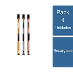 RONSON - Pack 4 Encendedor Cocina Slim Metalizado Recargable