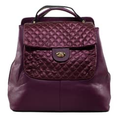 MAILEA - Mochila ecocuero grande acolchada para mujer morado