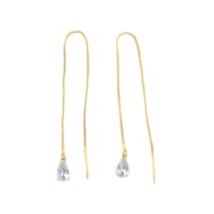 ANDREA COGGIOLA JOYAS - Aros Cadena Colgante Gota Blanco Enchapado Oro 18K