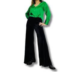 MICHELLE PIFFAUT - PANTALÓN MP PALAZZO TERCIOPELO NEGRO