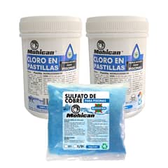 MOHICAN - PROMO 2 CLORO TRIPLE ACCIÓN 1KG + 1 ALGUICIDA PISCINAS 1KG