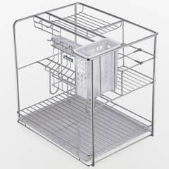 GENERICO - Cesta extraíble almacenamiento para utensilios y comida cromado