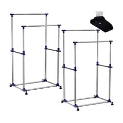 LUMAX - Pack 2 Perchero Doble Portatil + 20 Colgadores.