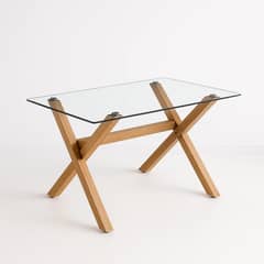KLIK - Mesa de Comedor Rectangular Vidrio Cross 140x90cm