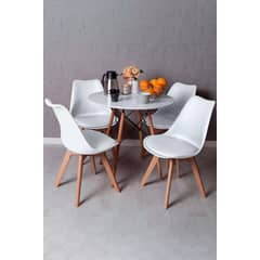 CORI CORI - Comedor Mesa Eames Blanco 80cm + 4 Sillas Tulip Blanco