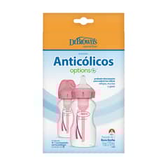 DR BROWNS - Pack 2 Mamaderas Boca Ancha Options+ 270ml Dr. Brown´s Rosa