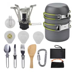 AIZO - 13pcs Set Ollas Camping 13 Piezas Y Cubiertos