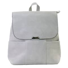 MAILEA - Mochila ecocuero con 2 bolsillos para mujer gris