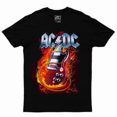 GENERICO - Polera Niño FANShirt Niño DTF ACDC Guitarra en Llamas 212 M/Corta
